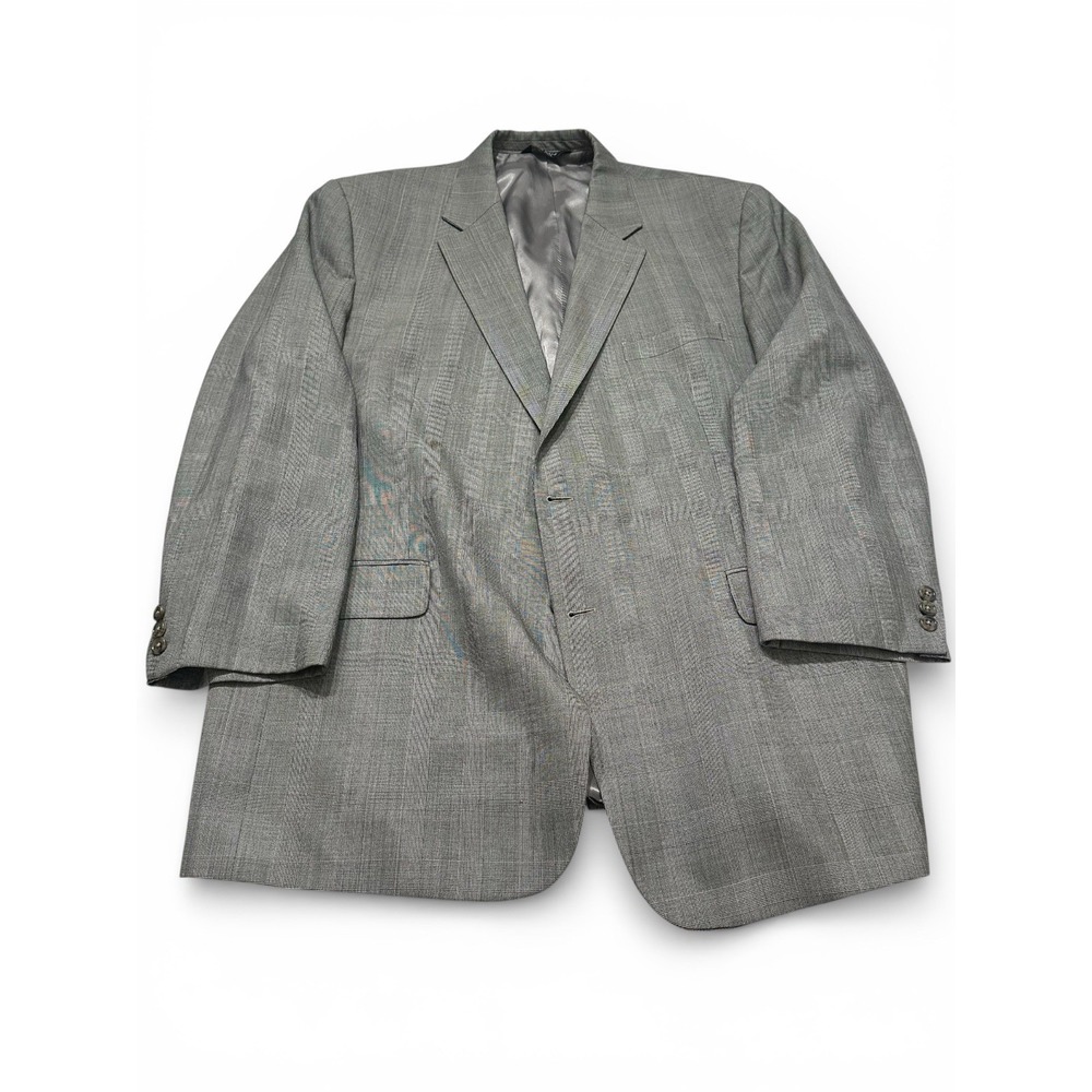 Jos. A. Bank Gray Check Wool Men's Blazer 48 Regular Single-Breasted Two-Button